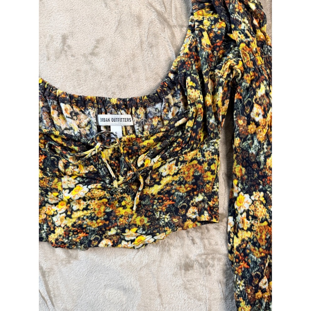 Urban Outfitters Floral Long Sleeve Crop Top Boho Small Festival Whimsigoth